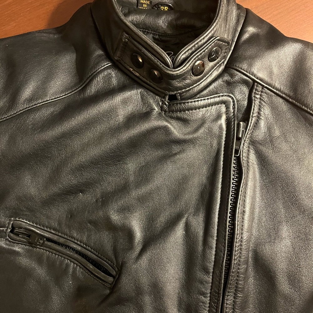 Vintage Black Leather Moto Jacket